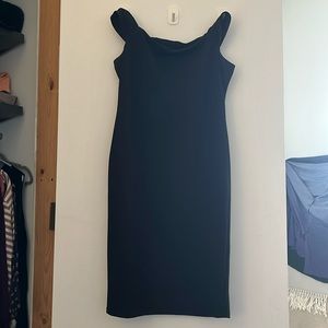 Eliza J black off the shoulders fitted black dress